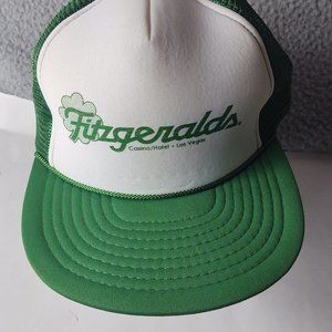 VINTAGE FITZGERALDS MEN'S TRUCKER HAT CAP GREEN WHITE SNAPBACK